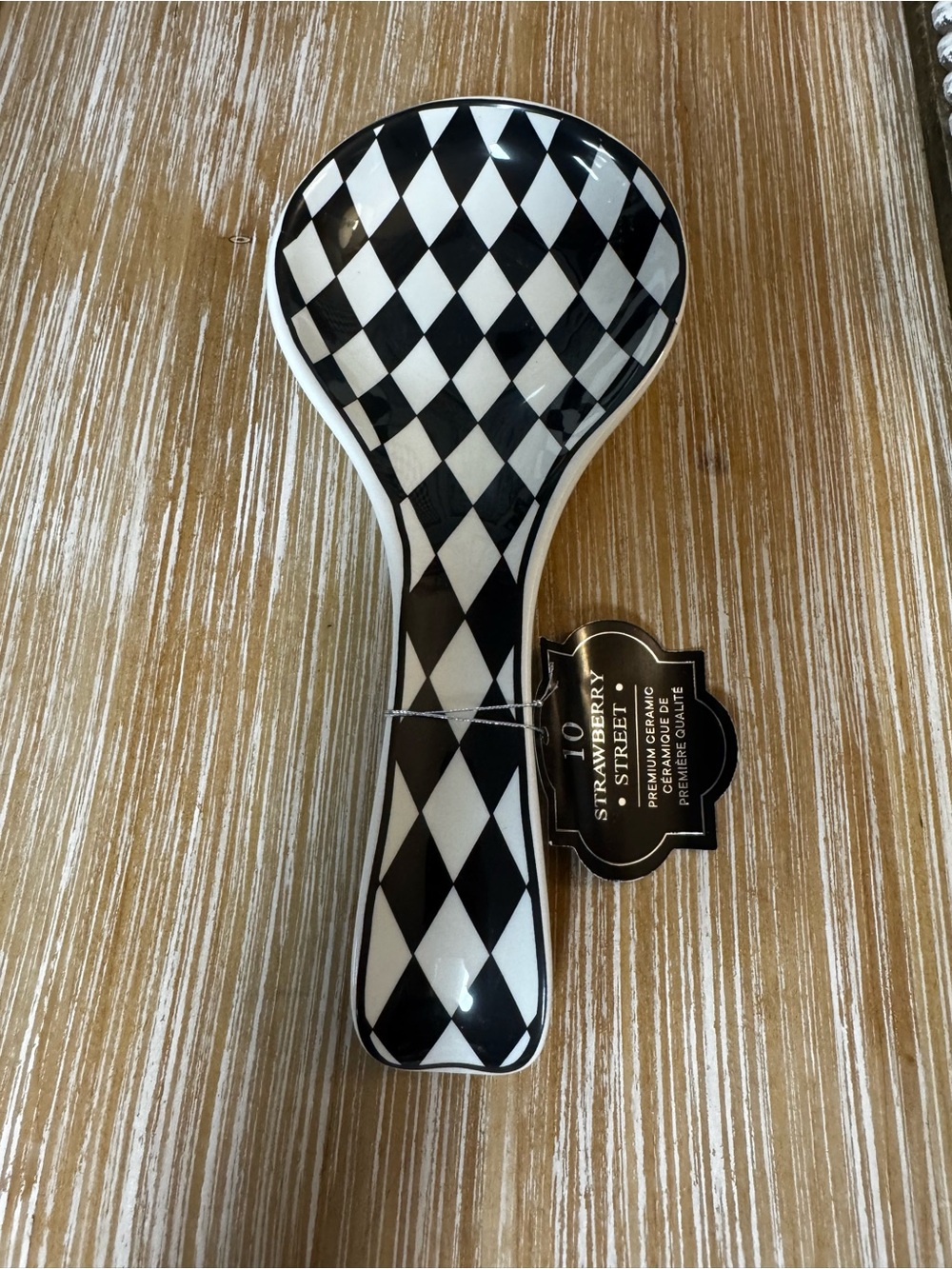 Black & White Harlequin Ceramic Spoon Rest HALLOWEEN